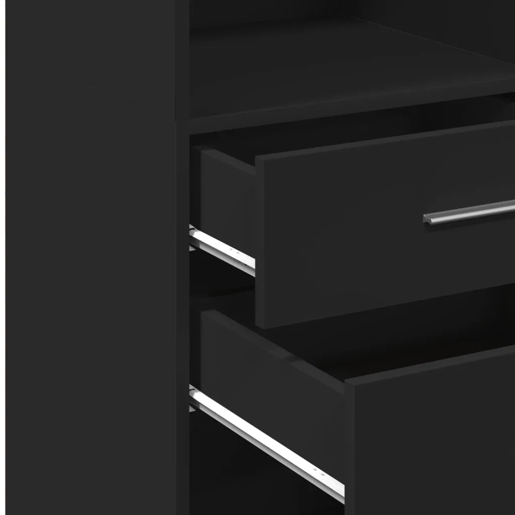 Credenza | Madia | Buffet da pranzo | Armadio da pranzo Nera 45x42,5x124 cm in Legno Multistrato