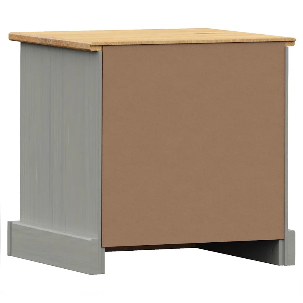 Comodino VIGO Grigio 42x35x42 cm in Legno Massello di Pino 353156