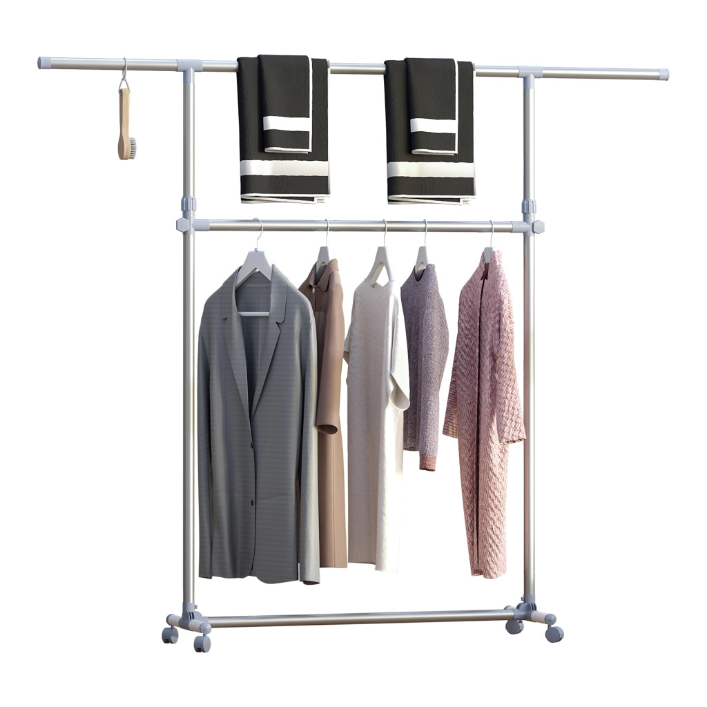 Appendiabiti Stender a Ruote Regolabile ¨C zephmum ¨C Acciaio Inox 165x48x180cm