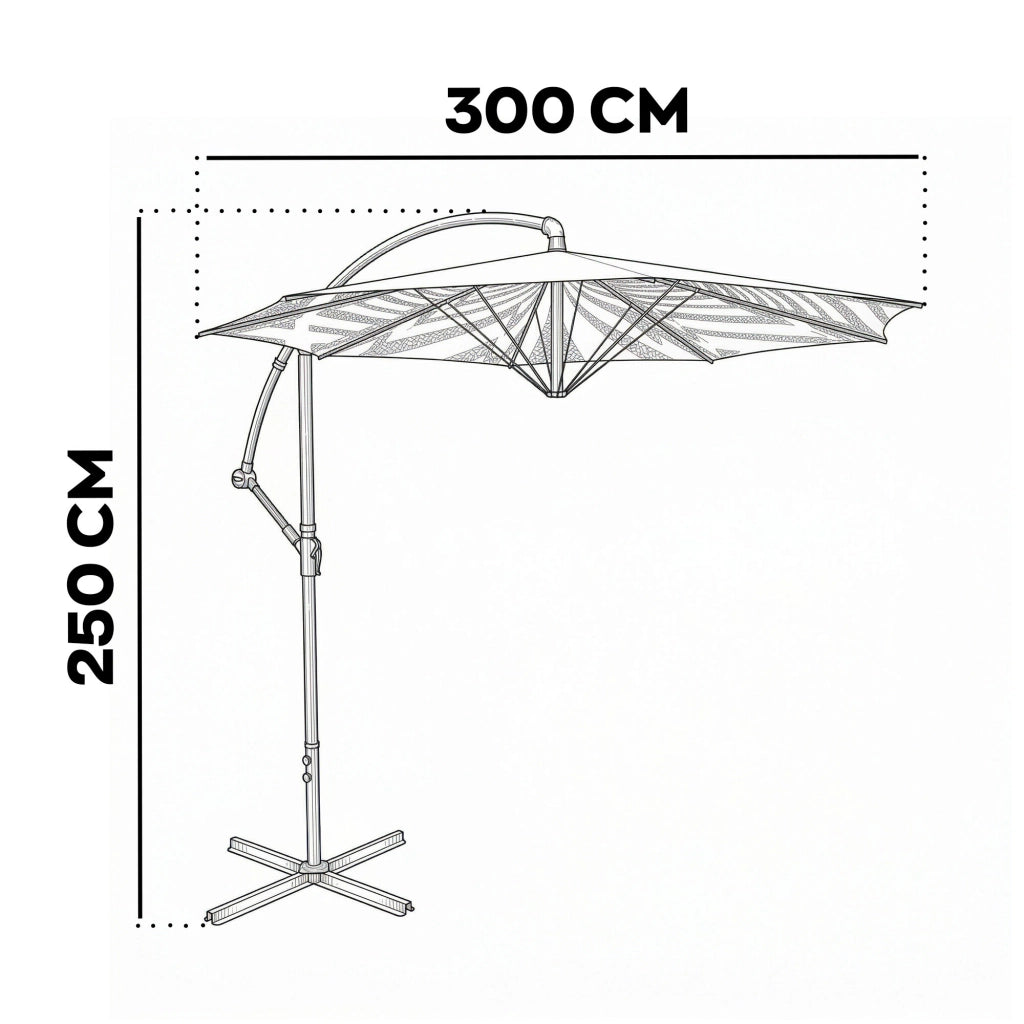 Stadia - Ombrellone da giardino decentrato ø 300 cm con palo in acciaio H250 cm beige