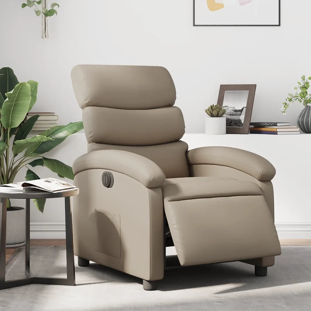 Divano Sedia-Poltrona Reclinabile Elettrica Cappuccino in Similpelle 817451