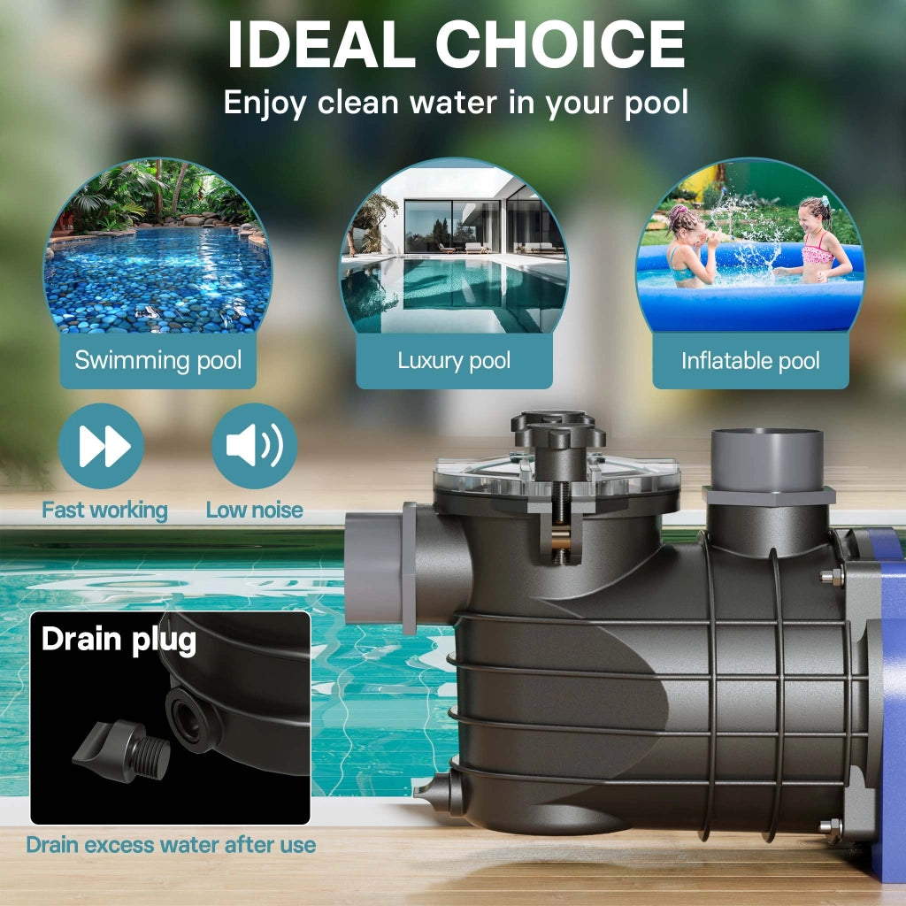Pompa piscina per ricircolo e filtraggio 10800 L/h 180 W Pompa di circolazione