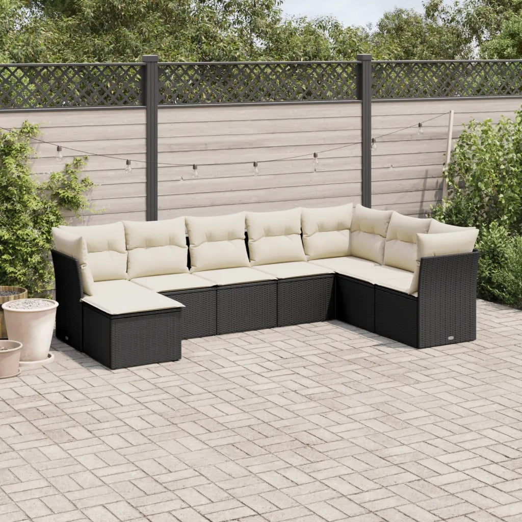 Set Divani da Giardino con Cuscini 8 pz Nero in Polyrattancod mxl 112344