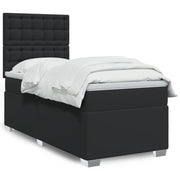 vidaXL Giroletto a Molle con Materasso Nero 90x200 cm in Similpelle