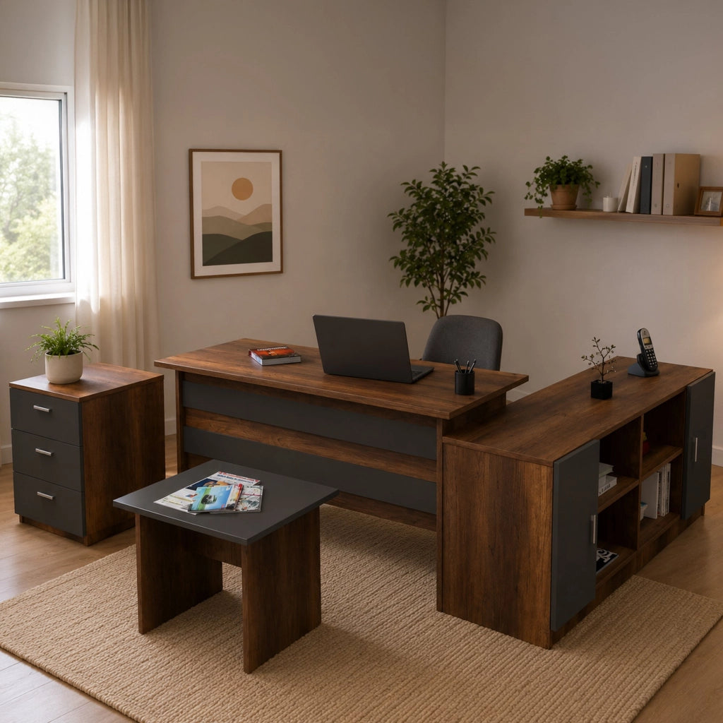 Abutilon, set da Ufficio Modulabile, Marrone Noce