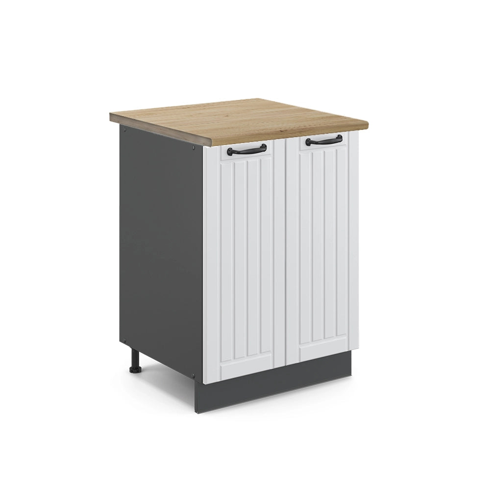 Mobiletto base cucina Fame-Line Bianco rustico/Antracite 60 cm, PL Rovere Vicco
