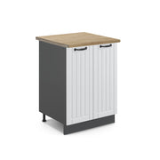 Mobiletto base cucina Fame-Line Bianco rustico/Antracite 60 cm, PL Rovere Vicco