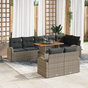 Set Divano Giardino 9 Pezzi con Cuscini Grigio Polyrattan