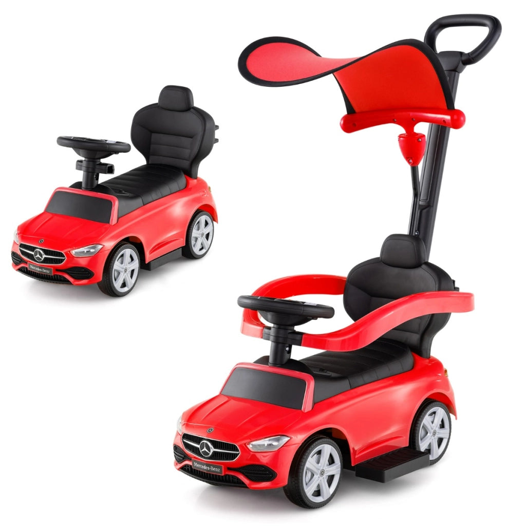 Auto a spinta 3 in 1 mercedes-benz ufficiale con schienale regolabile, Macchina cavalcabile Rosso-Macchinine giocattoli