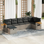 Set Divani da Giardino 7 pz con Cuscini Grigio in Polyrattan 3325987