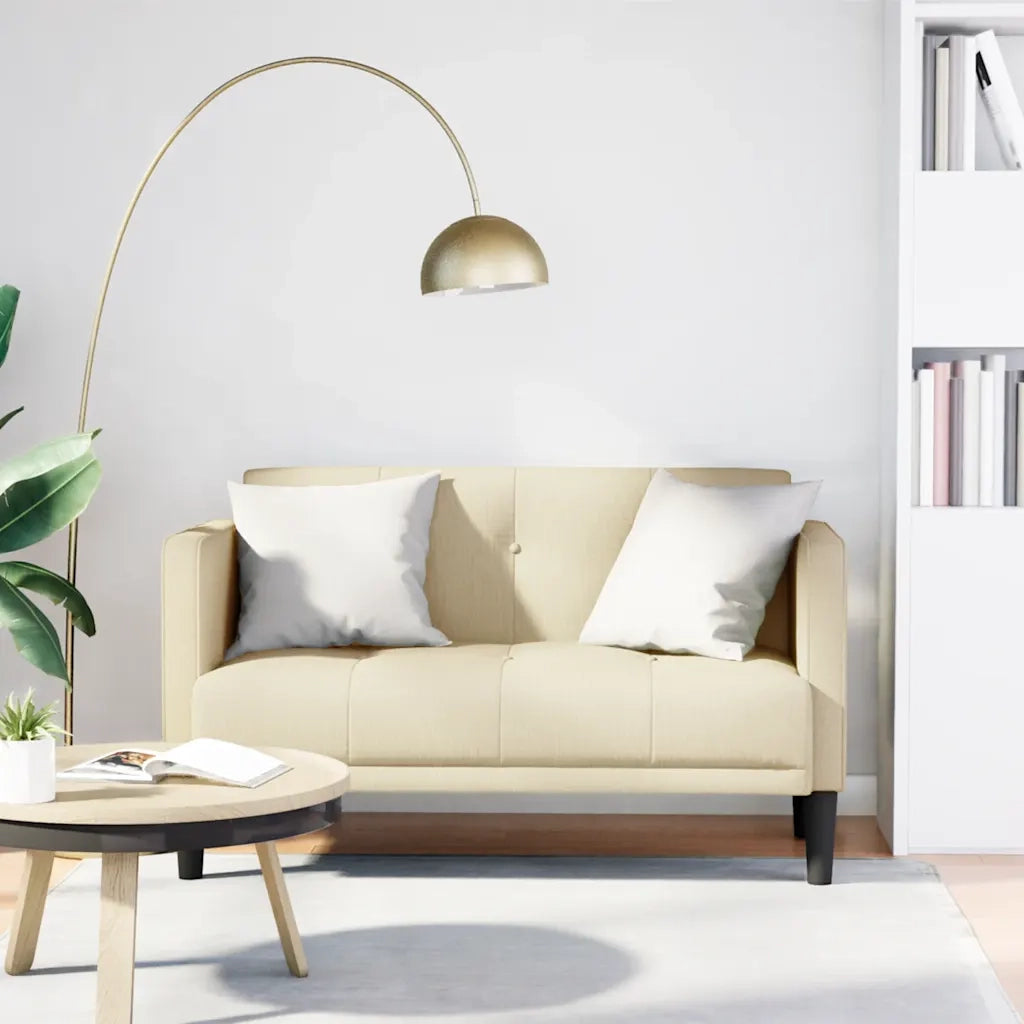 vidaXL Divano Divanetto Crema 111 cm in Tessuto