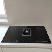 Piano cottura con cappa integrata Roblin by Faber Maestro BK Glass NG A830 nero classe A+++