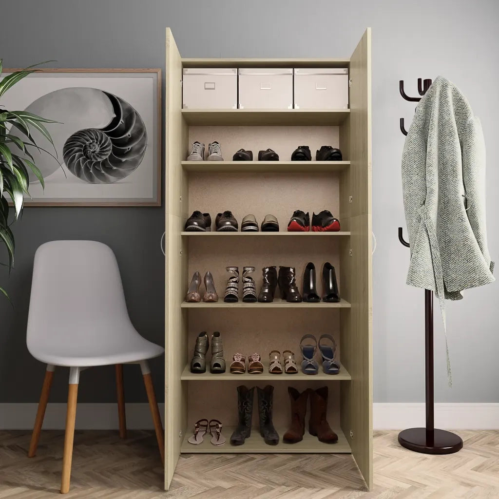 Scarpiera | Mobile per scarpe Rovere Sonoma 80x35,5x180 cm in Legno Multistrato