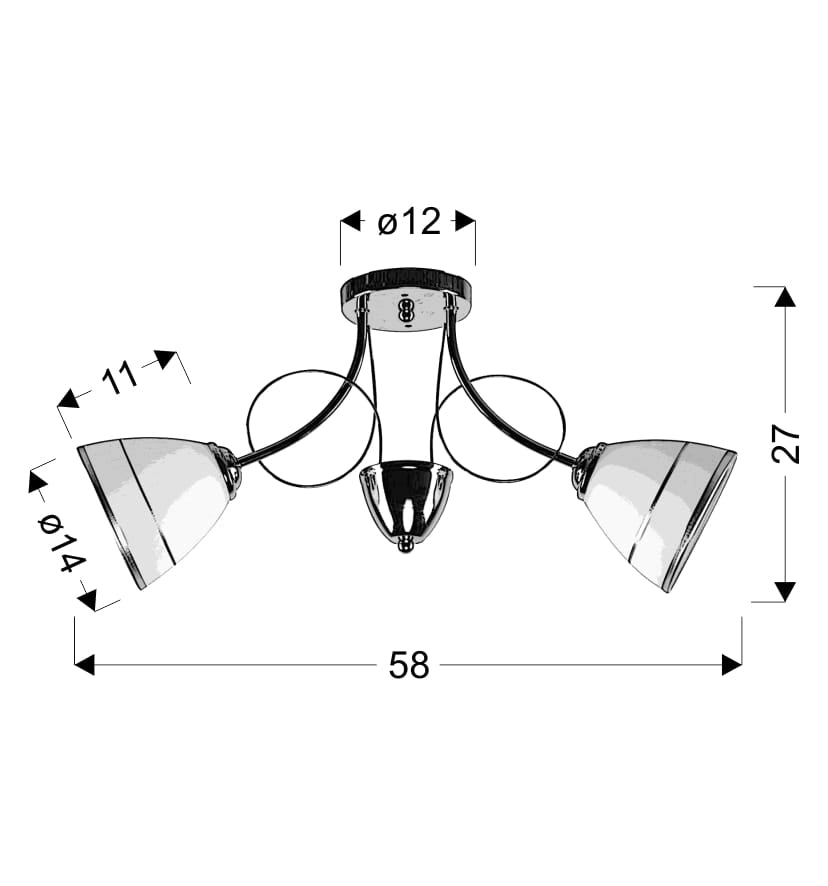 Plafoniera Candellux Elotte 2xE27 40W bianco/cromo