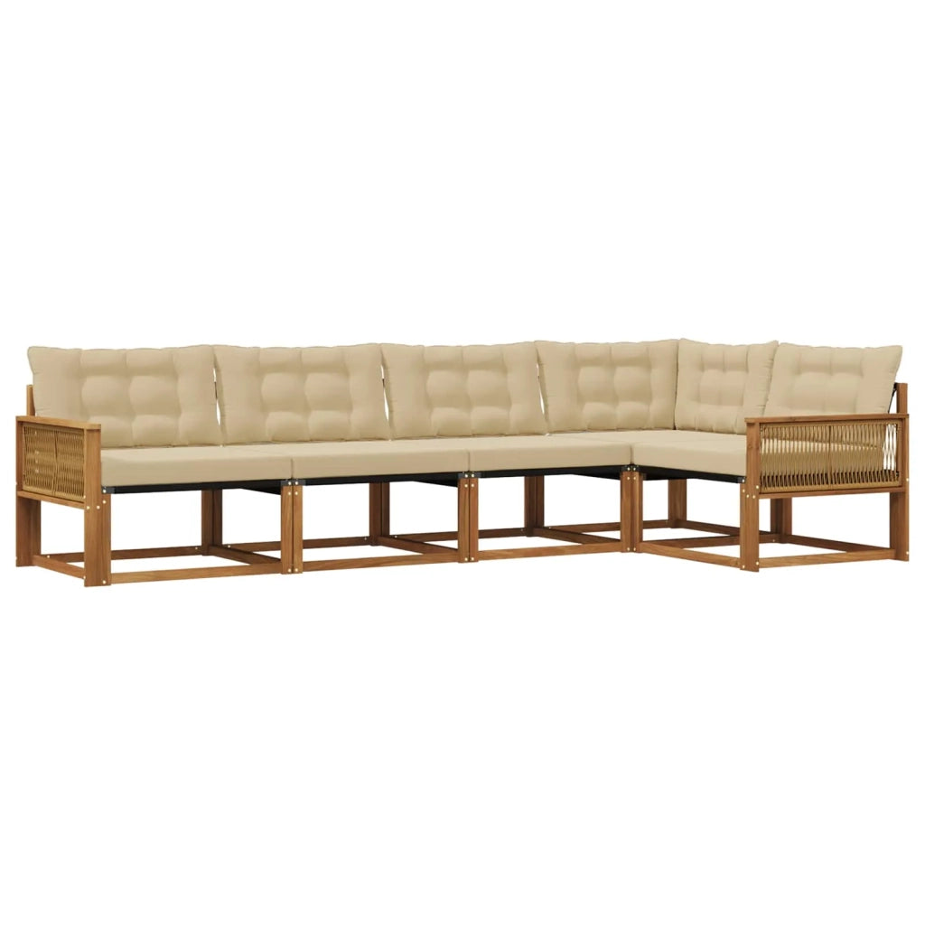 Set di divani da esterno con cuscino 5 pcs Naturale e Beige 3381429