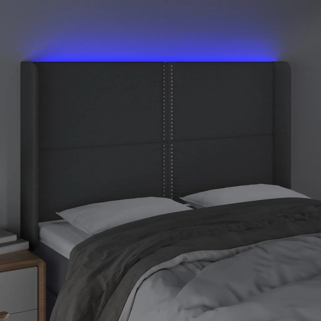 Testiera a LED GrigioScuro 147x16x118/128cm inTessuto 3123907