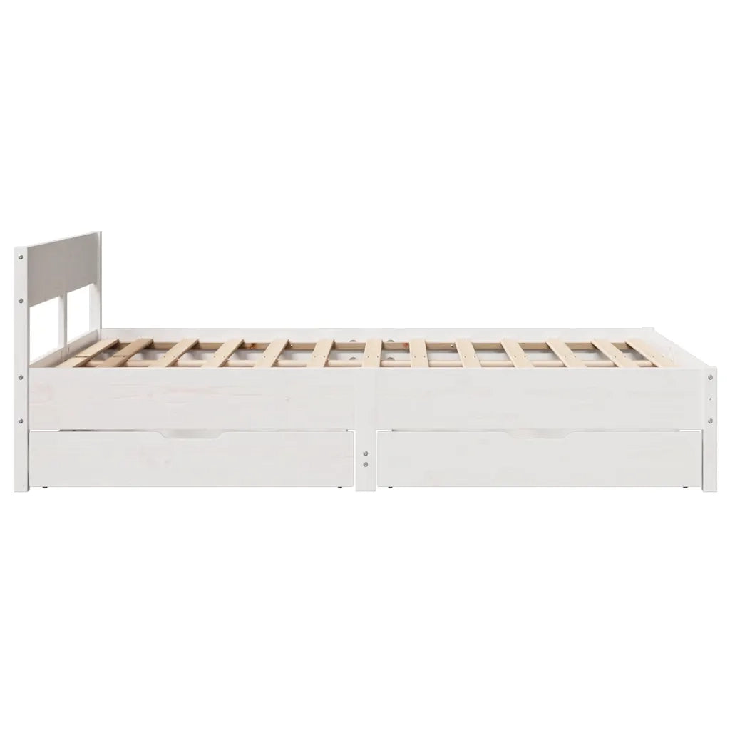Letto senza Materasso-Struttura Letto Bianco 150x200 cm Legno Massello di Pino 171799
