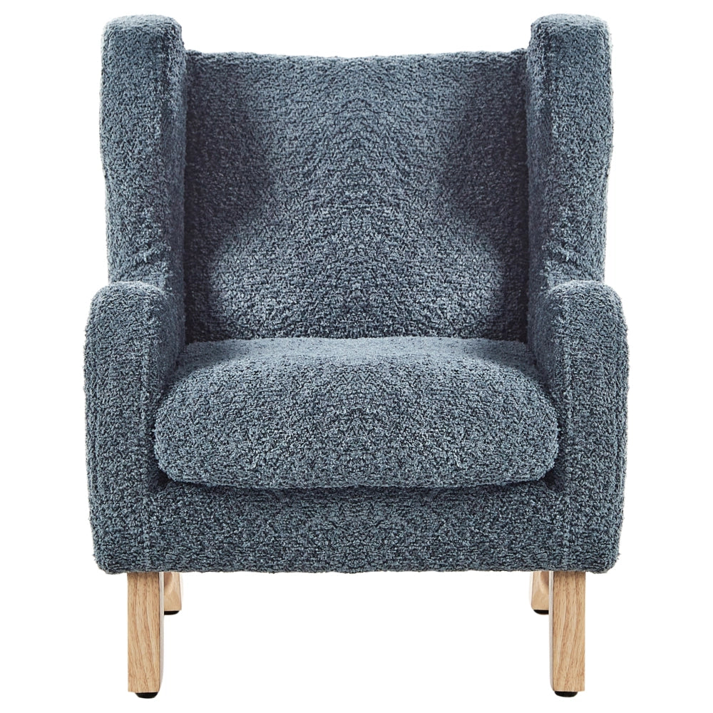 Sedia imbottita in bouclé blu scuro con braccioli Sedile per bambini Design moderno