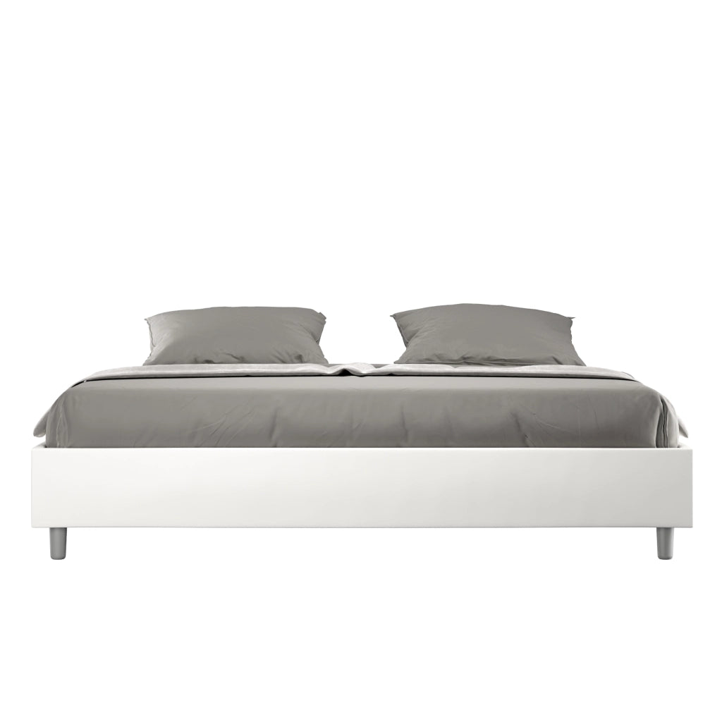 BS COM Letto matrimoniale king size con rete imbottito 200x200 similpelle bianco