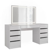 Vicco Tavolo da toeletta Bianco/bianco lucido 158.2 cm con specchio LED