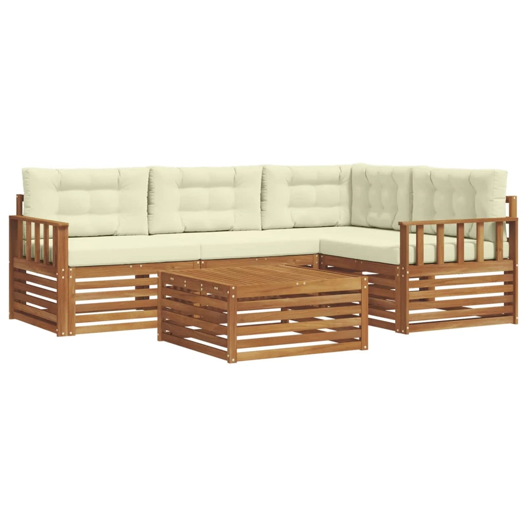 Set di divani da esterno con cuscino 5 pcs Naturale e Crema