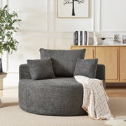 Poltrona pouf modulare senza montaggio con schienale, in Chenille e Schiuma con molle, Grigio