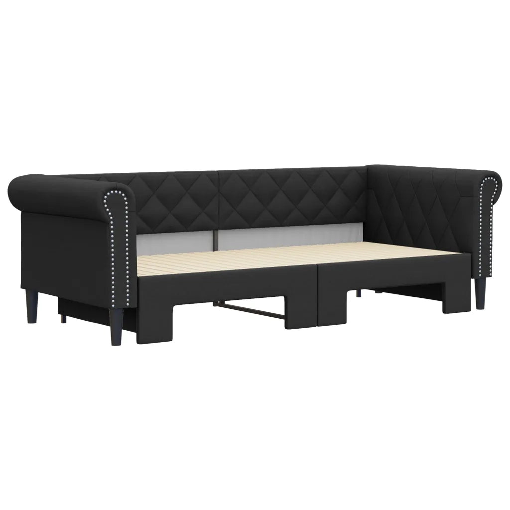 Divano Letto con Letto Estraibile-Sofa Letto-Daybed Nero 90x200 cm in Similpelle