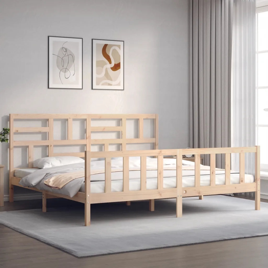 Letto matrimoniale | Letto per adulti | Giroletto con Testiera Super King Size in Legno Massello