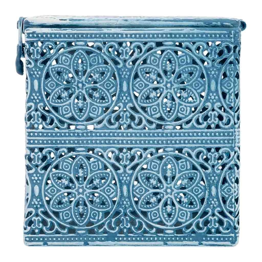 Scatola in metallo blu 12.5x12.5x11.5h cmh cm