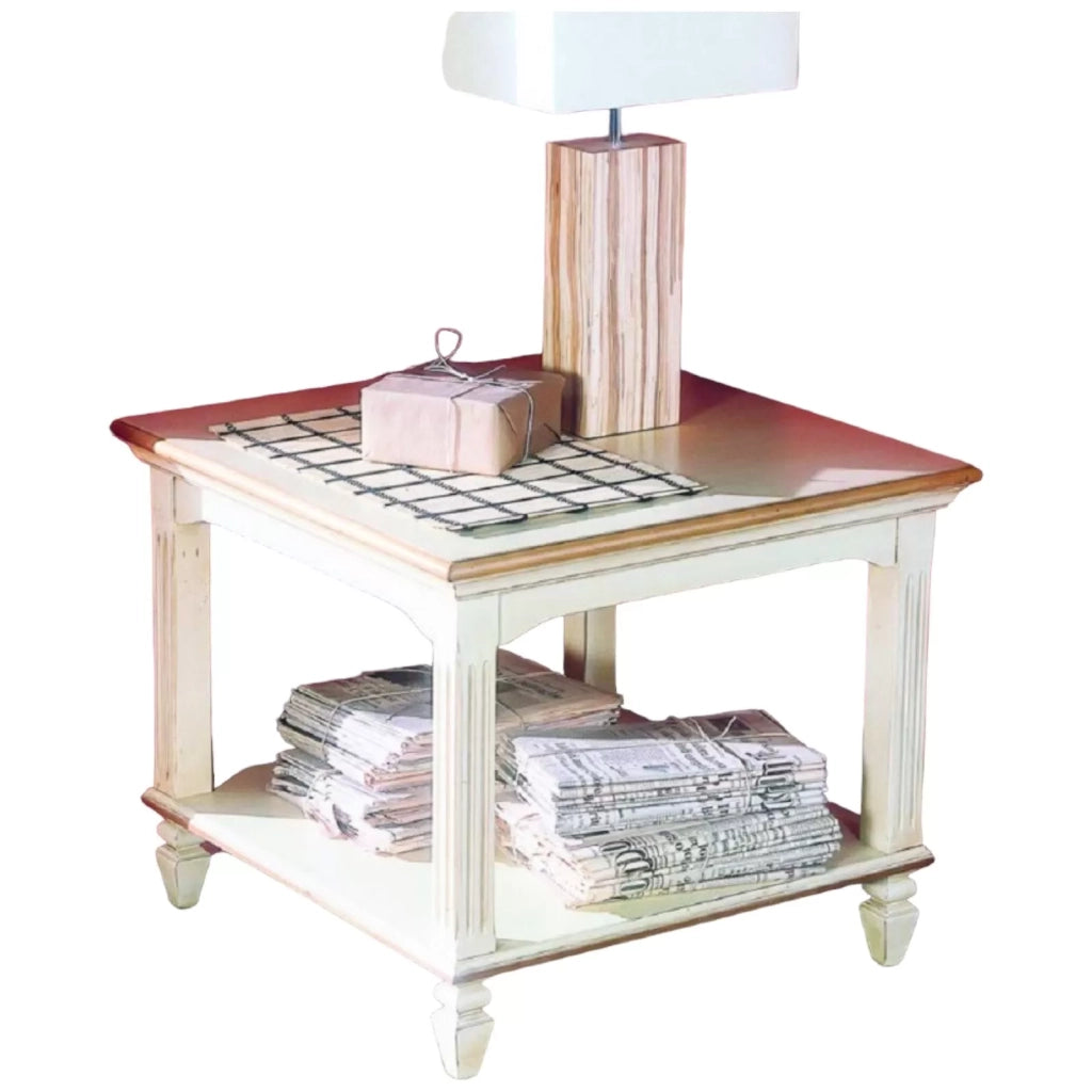 Tavolino quadrato classico in legno bicolore l.65 p.65 h.55 - Mobili 2G