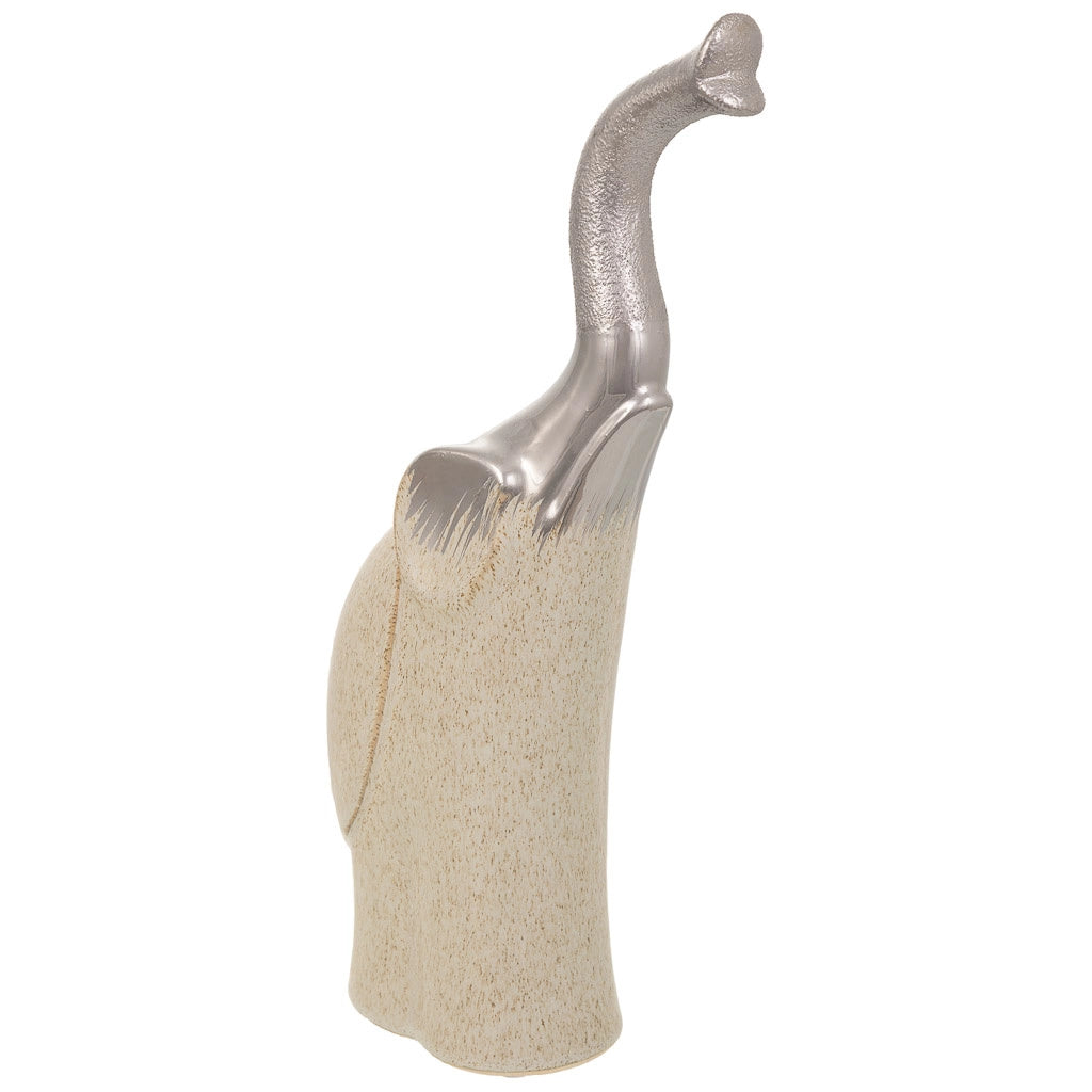 Elefante decoro ceramica argento 17x8x35,5h