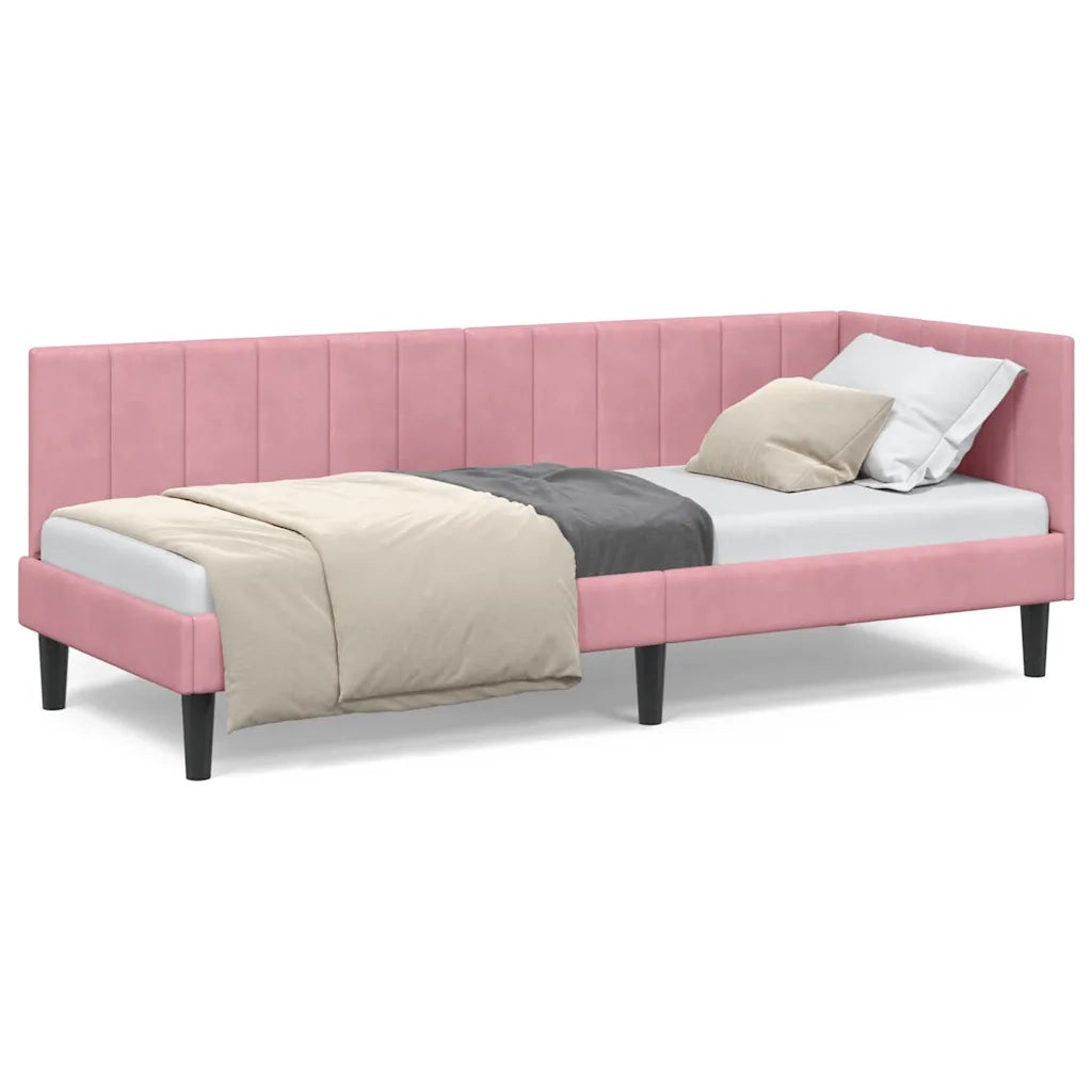 vidaXL Cornice del letto ad angolo Rosa 80 x 200 cm Velluto