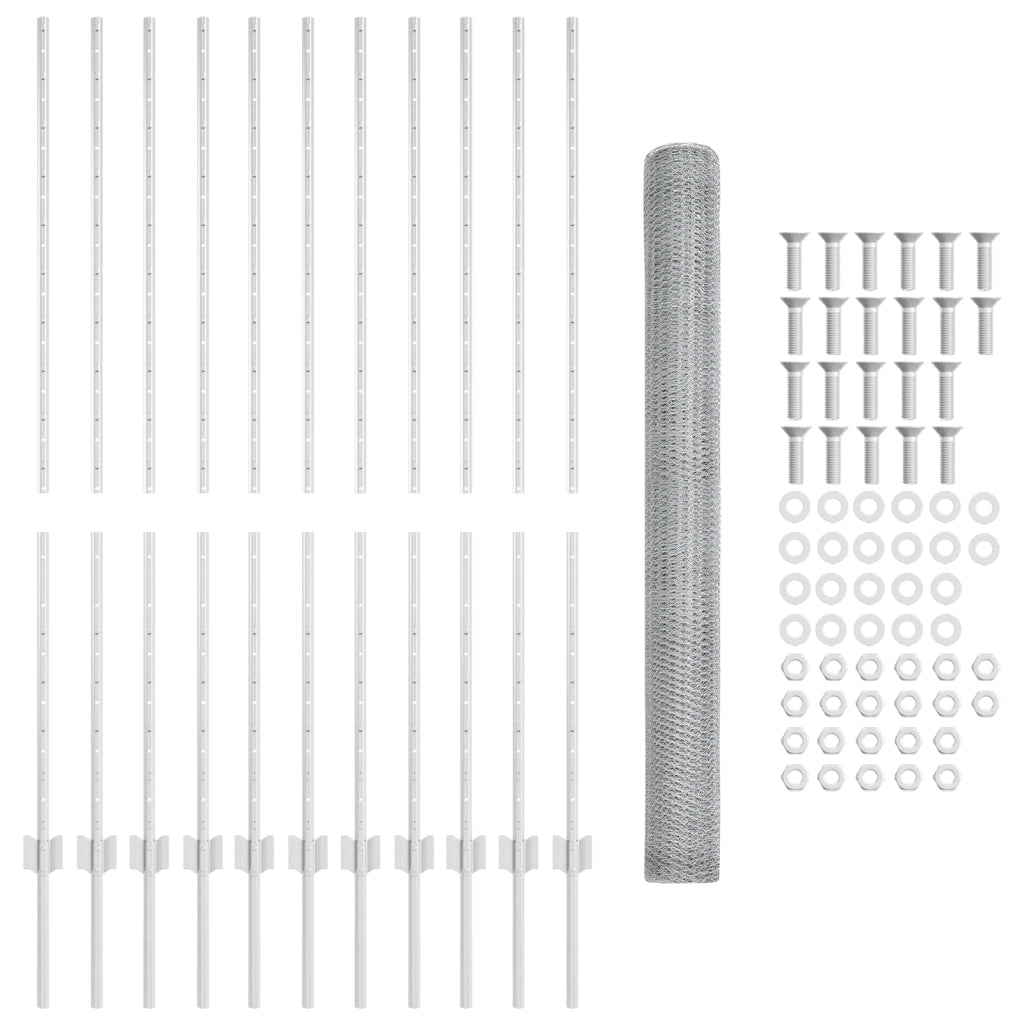 Posti per Recinzione  22 pcs U-Channel 140 cm Acciaio Galvanizzato