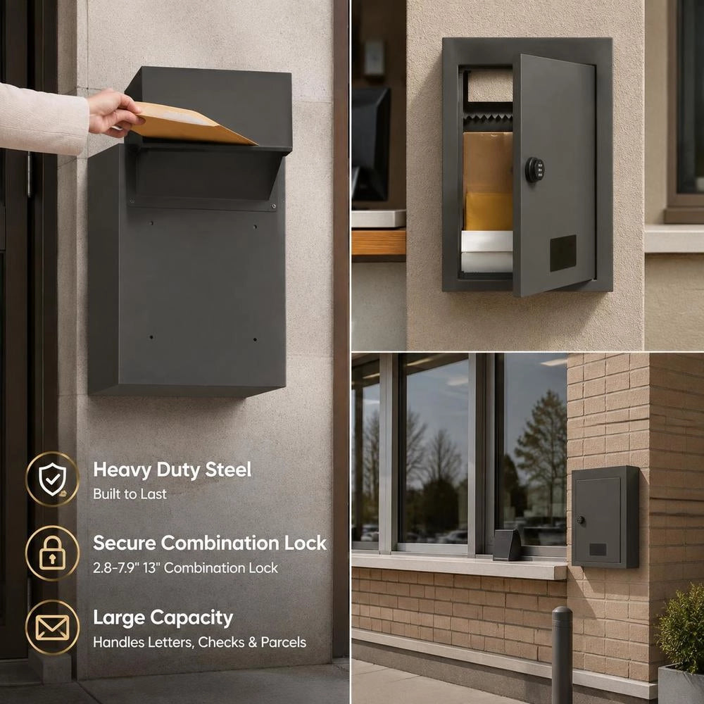 Through-the-wall Mailbox, Built-in Mailbox, 320x158x430mm, Dark Grey