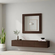 Specchiera Quadrata Plana 90x90 cm con Cornice Olmo dark – Design Moderno ed Essenziale