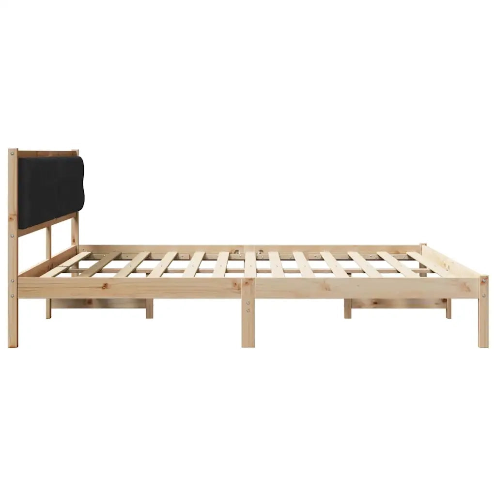 Struttura del letto-Giroletto Nero 200 x 200 cm Pino massello 528874