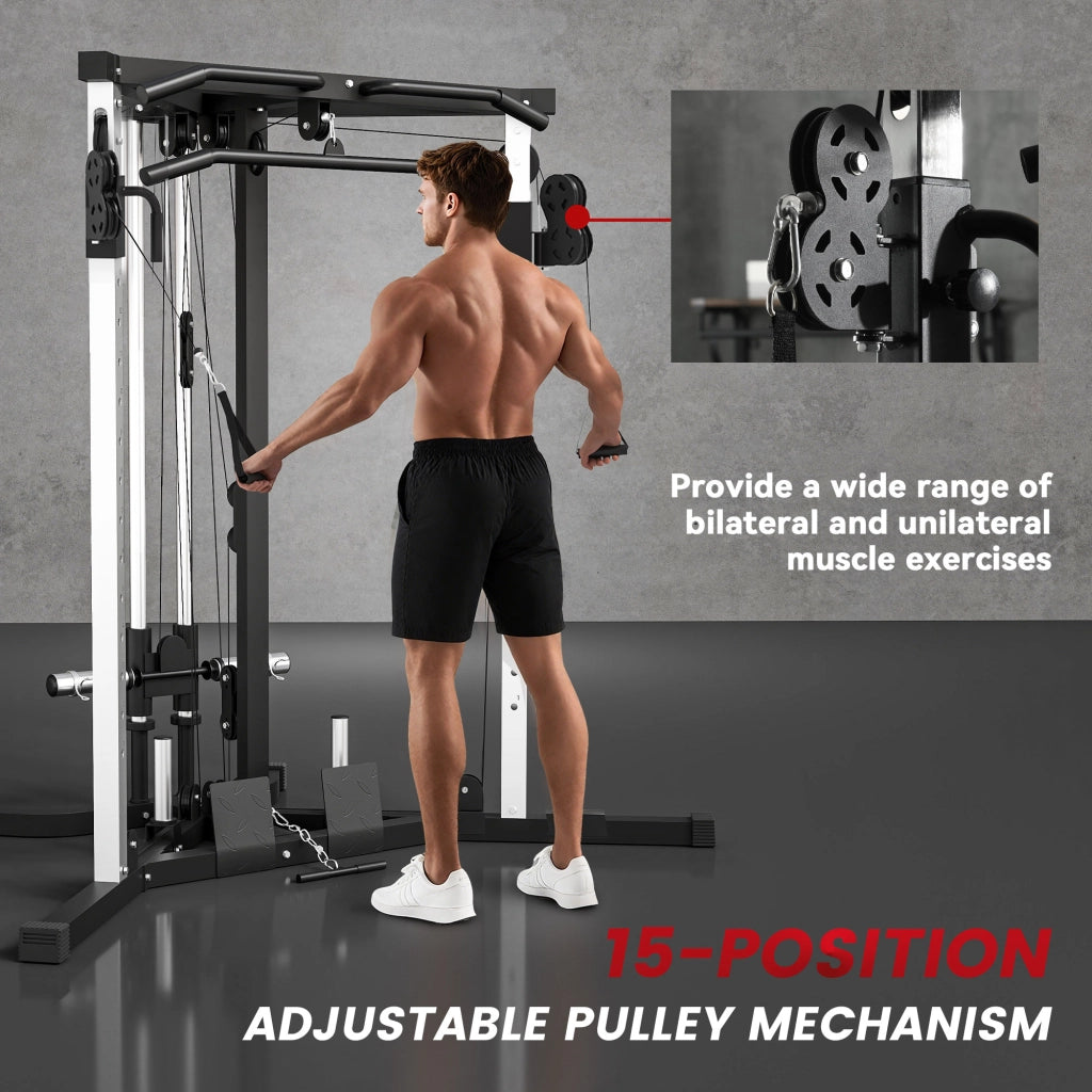 Stazione Fitness Multifunzione con Sbarra Trazioni e Bilanciere ¨C Minimal ¨C Acciaio, 170x139x200 cm, Nero