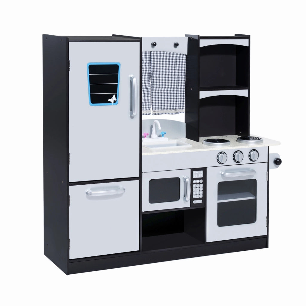 Cucina Giocattolo per Bambini in Legno ¨C zephmum ¨C 105x31.5x95 cm Marrone e Argento con Accessori