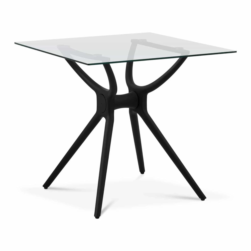 Tavolo da pranzo/soggiorno quadrato piccolo con piano in vetro 80 x 80 cm nero 14_0004498