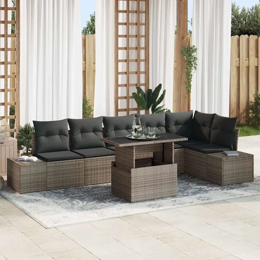 Set Divano da Giardino con cuscino 7 pcs Grigio 3349195
