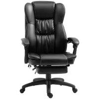 Sedia da Ufficio ad Altezza Regolabile con 6 Punti Massaggianti, in Finta Pelle, 68.5x68.5x113-121 cm, Nera