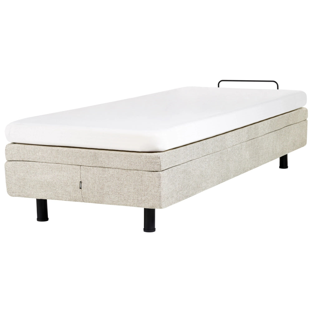 Letto elettrico matrimoniale tessuto beige regolabile con telecomando senza testiera 80x200 cm stile moderno