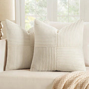Set di 2 cuscini di corduroy morbidi - beige chiaro, 40 x 40 cm
