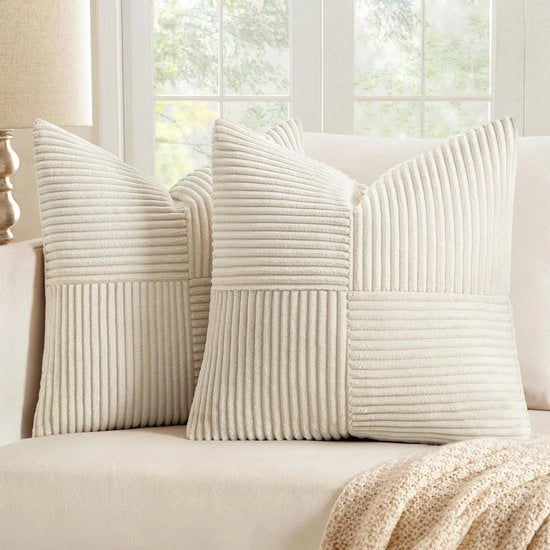 Set di 2 cuscini di corduroy morbidi - beige chiaro, 40 x 40 cm