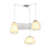 SOSPENSIONE CROMO 3 LUCI SPOSTABILE VETRI ALPHA + BETA + GAMMA AMBRA 1176CR-S3 S ABG-AM