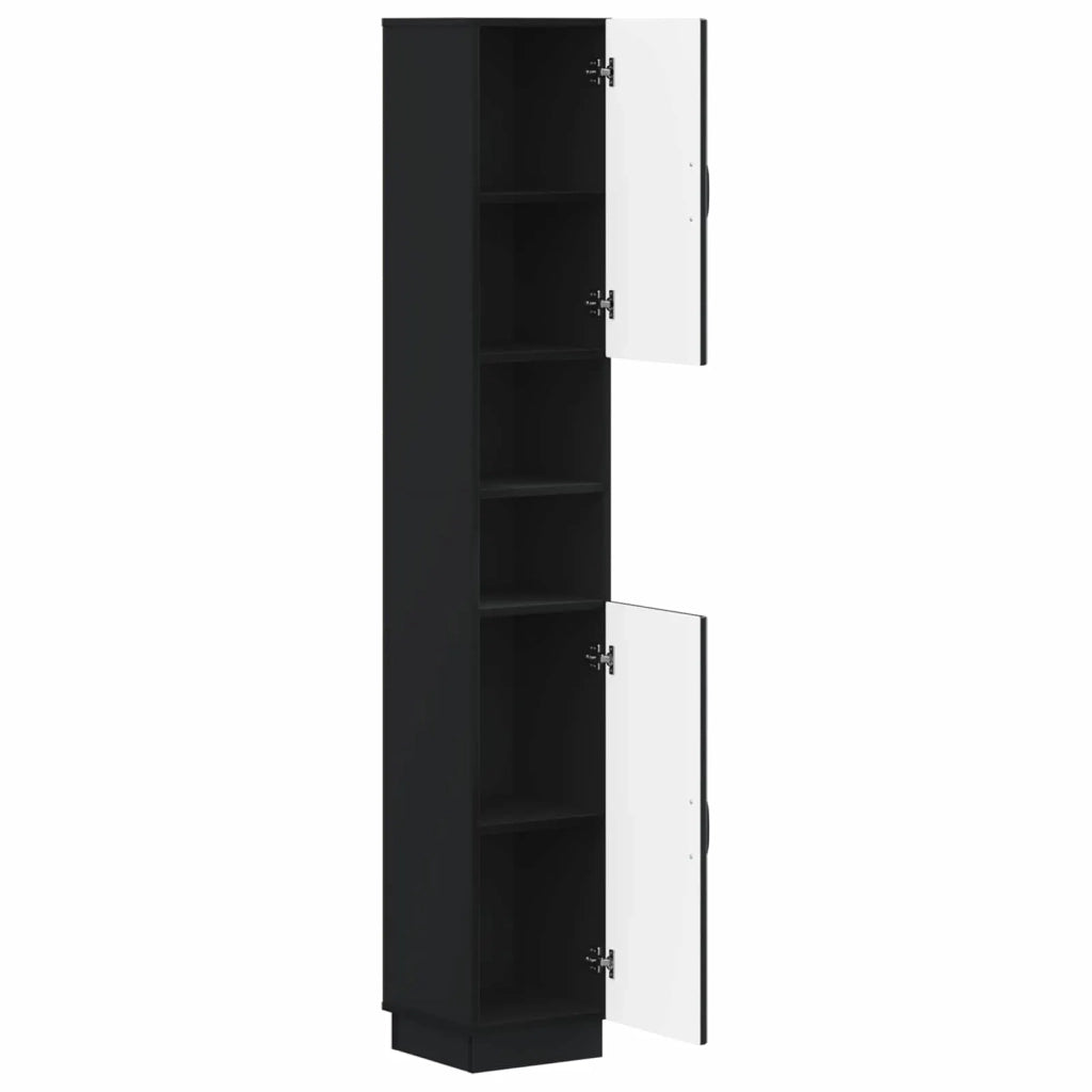 Armadio da Bagno con Ripiano Aperto HOORN Nero 30 x 31 x 187 cm 897256