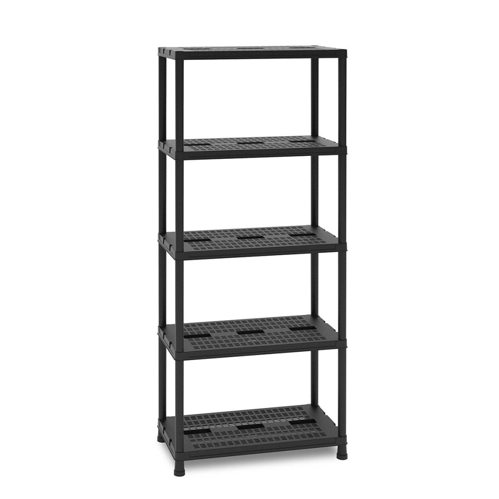 Scaffale Universal Pro 735 a 5 ripiani ventilati per interni in resina con fissaggio a muro colore nero 71x35x180 cm Toomax