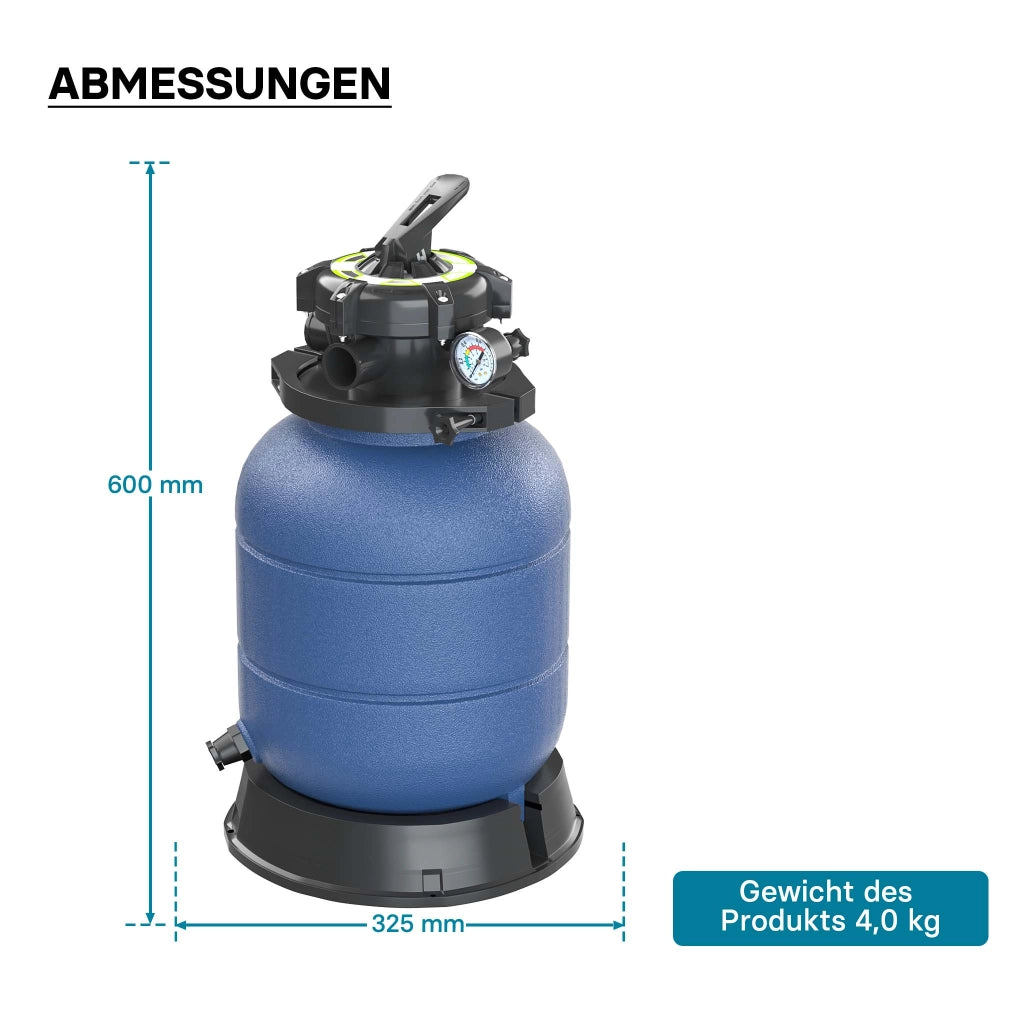 Filtro a sabbia per piscina senza pompa, piscina filtro a sabbia, per ca. 21 kg di sabbia, filtraggio a sabbia