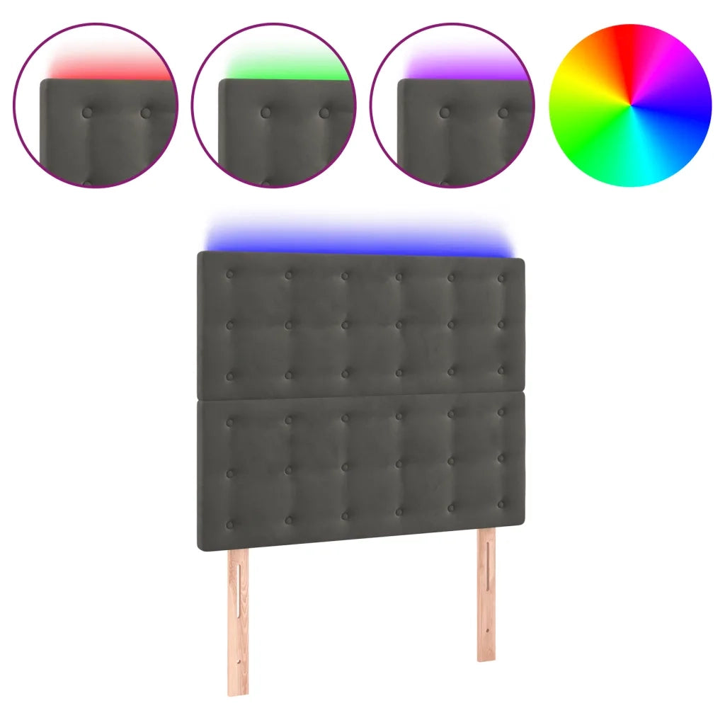 Testiera a LED Grigio Scuro 90x5x118/128 cm in Vellutocod mxl 73834