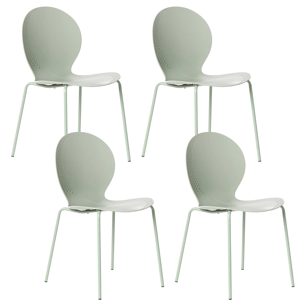 Set di 4 sedie da giardino verde chiaro in materiale sintetico plastico per interni ed esterni, sala da pranzo in stile moderno